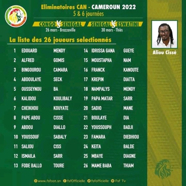 CAN 2021 : 3 surprises dans la tanière sur la liste des convoqués , Cissé apporte du sang neuf