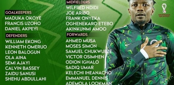 Barrages Mondial-2022 : Le Nigeria publie une liste de 25 joueurs avec Osimhen (Naples) et Ighalo (Al-Hilal FC)