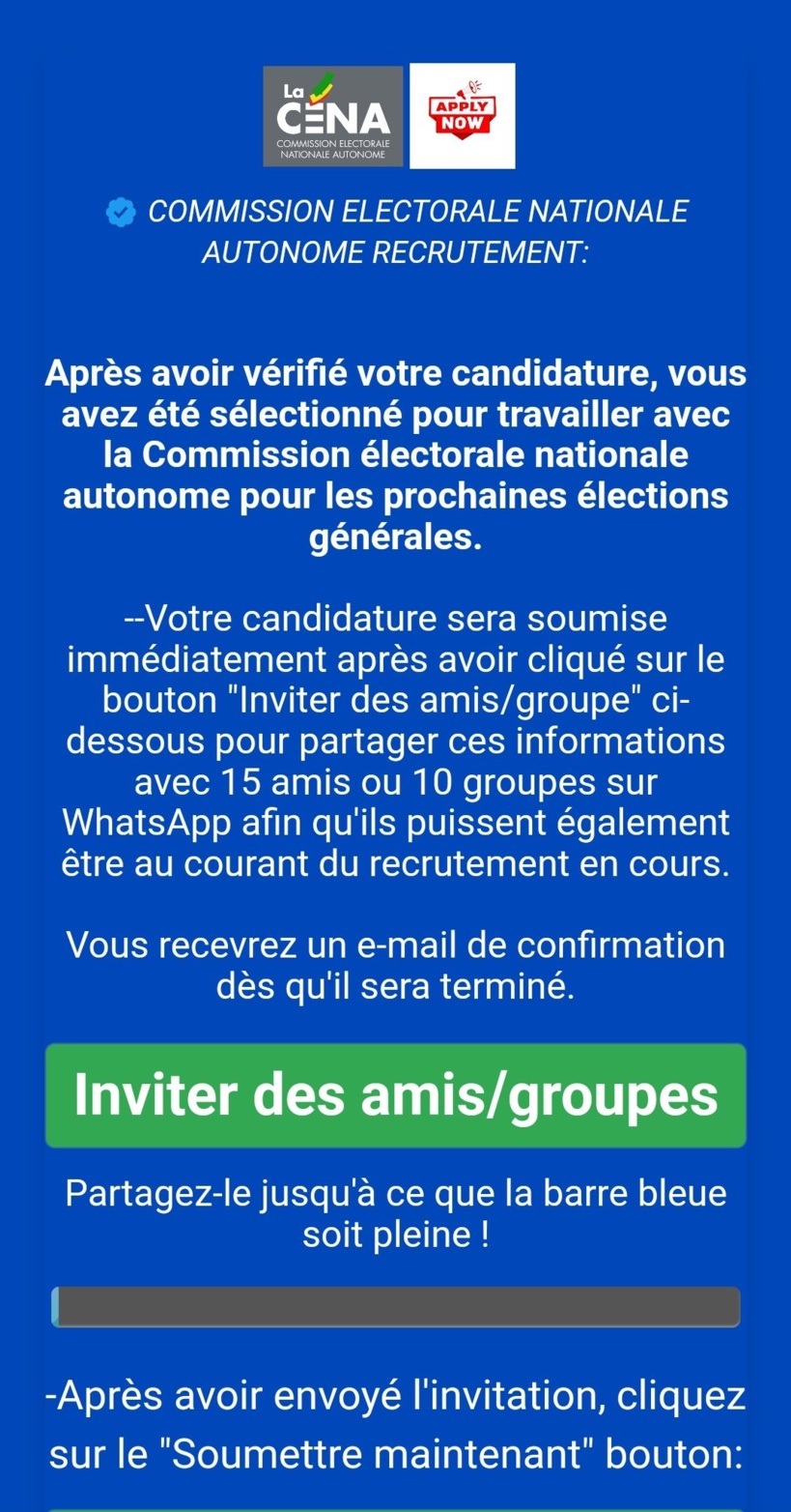 Appel à la candidature à la CENA : Une fake news circule sur les réseaux sociaux