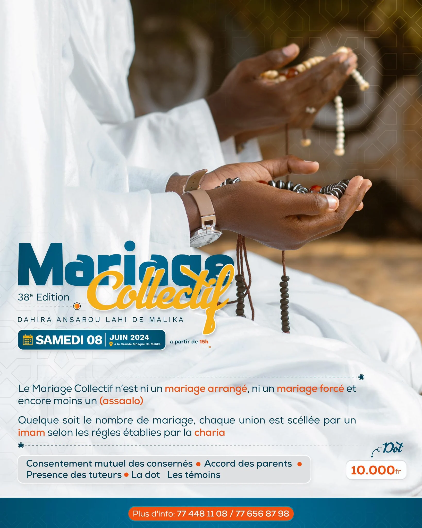 Bonne nouvelle pour les couples amoureux: Le dahira Ansarou Lahi organise un mariage collectif ce…