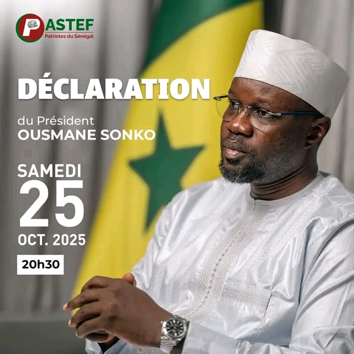 🚨 Urgent : Ousmane Sonko s’adresse aux Sénégalais ce soir à 20h30