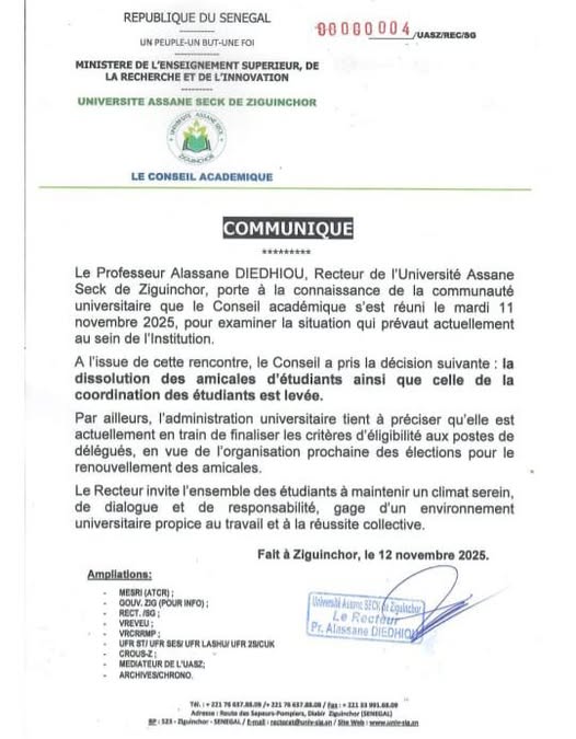 Levée de la Dissolution des Amicales d&rsquo;Étudiants à l&rsquo;UASZ : Guy Marius Sagna Salue une Mesure pour la Paix Universitaire
