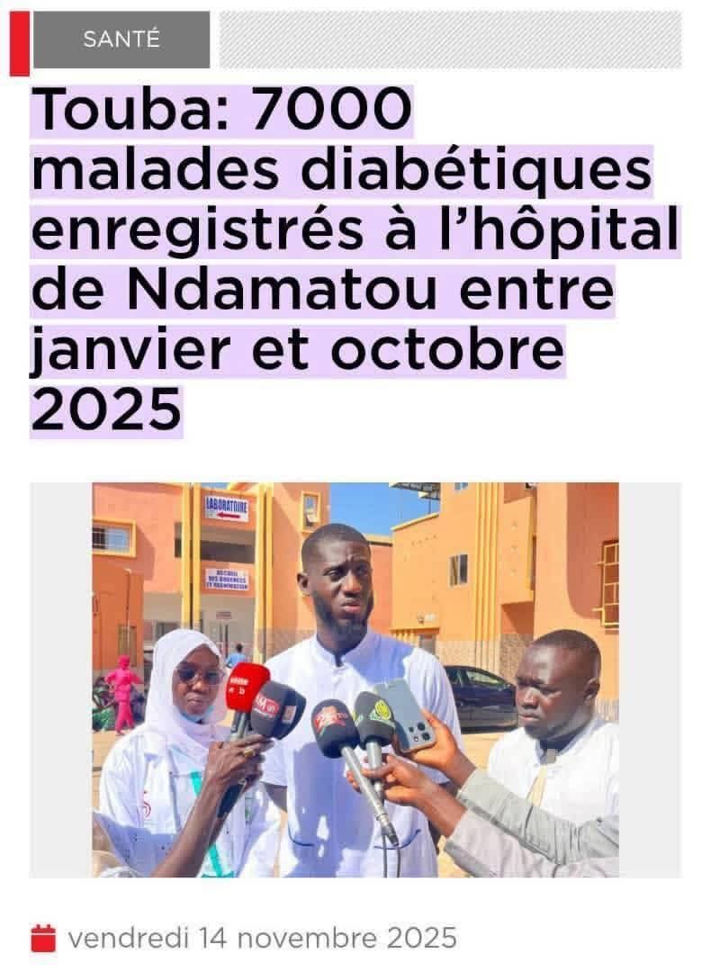Touba : Alerte sur le Diabète 7 000 Cas Enregistrés à l&rsquo;Hôpital Ndamatou en Dix Mois