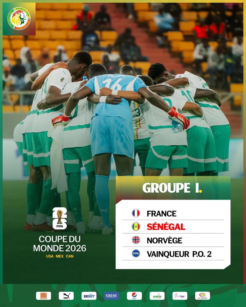 Coupe du Monde 2026 : le Sénégal hérite du groupe I avec la France, la Norvège et le vainqueur du barrage 2