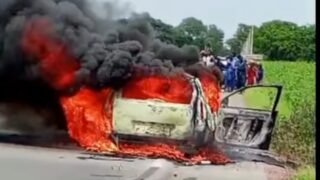 ​Kolda : un véhicule « clando » ravagé par les flammes sur la Nationale 6